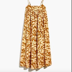 Linen-Blend Cami Midi Dress in Tropicale Floral (Madewell, NWT)